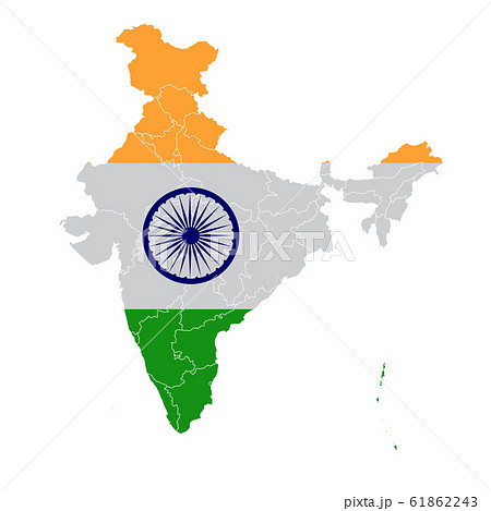 インド 国旗 地図 アイコンのイラスト素材