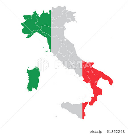 イタリア 国旗 地図 アイコンのイラスト素材