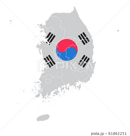 韓国 国旗 地図 アイコンのイラスト素材