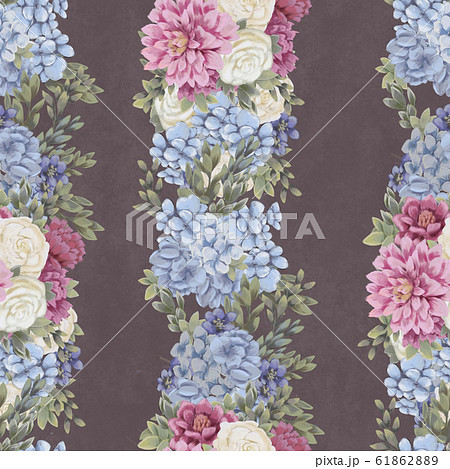 Watercolor floral seamless pattern. Hand painted flowers, greeting card template or wrapping paper 61862889