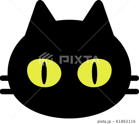 シンプルな黒猫の顔アイコン のイラスト素材