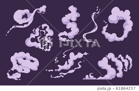Comic smoke. Cartoon smell explosion vfx clouds of wind vector set 61864257