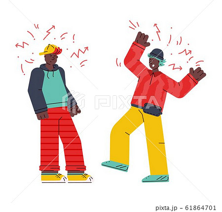 Men characters fighting and quarrelling sketch vector illustration isolated. 61864701
