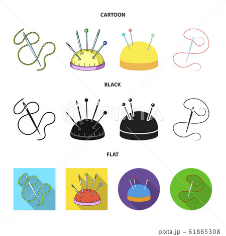 Vector illustration of pin and sewing icon. Set of pin and sketch stock symbol for web. Vector illustration of pin and sewing icon. Set of pin and sketch stock symbol for web. 61865308