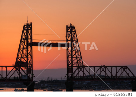 筑後川昇開橋の夕暮れ 筑後川昇開橋の夕暮れ 61865591