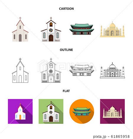 Vector illustration of religion and wedding symbol. Set of religion and house vector icon for stock. 61865958