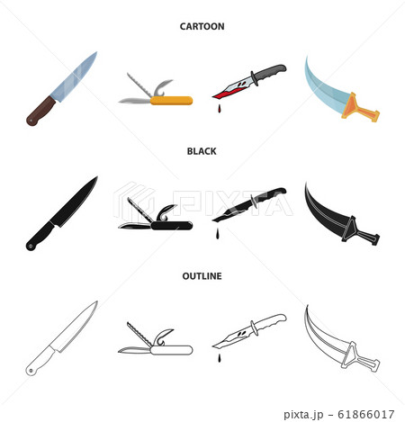 Vector illustration of knife and cut logo. Collection of knife and flat stock symbol for web. 61866017