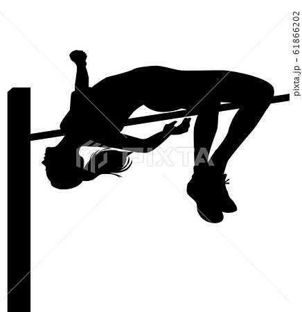オリンピック競技 シルエット 棒高飛び 高跳び 女子 02のイラスト素材