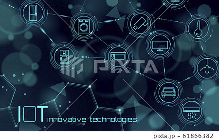 Internet of things icon innovation technology concept. Smart city wireless communication network IOT ICT. Home intelligent system automation online vector illustration 61866382