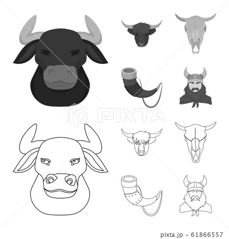 Vector illustration of antler and animal symbol. Collection of antler and death stock symbol for web. 61866557