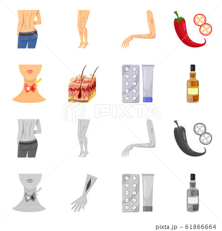 Vector design of medical and pain icon. Collection of medical and disease stock symbol for web. Vector design of medical and pain icon. Collection of medical and disease stock symbol for web. 61866664
