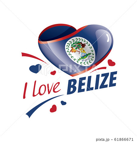 National flag of the Belize in the shape of a heart and the inscription I love Belize. Vector illustration 61866671