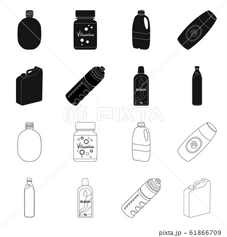 Isolated object of plastic and container symbol. Set of plastic and packaging stock symbol for web. 61866709