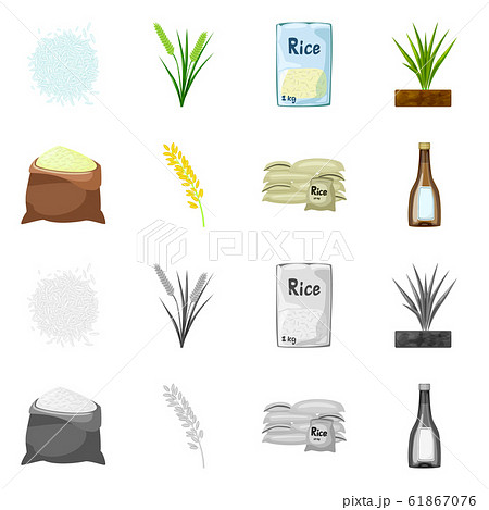 Vector design of crop and ecological sign. Collection of crop and cooking stock vector illustration. 61867076