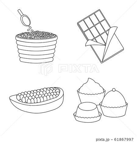 Vector design of cocoa and beans logo. Collection of cocoa and sweetness vector icon for stock. Vector design of cocoa and beans logo. Collection of cocoa and sweetness vector icon for stock. 61867997