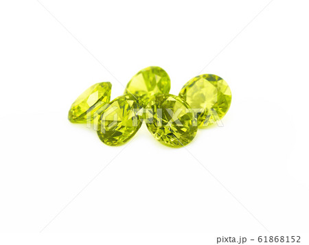 Light green gemstones on a white background 61868152