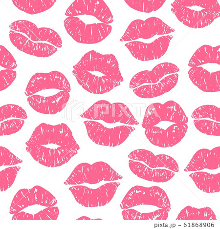 Kiss Print Seamless Pattern Girls Kisses のイラスト素材