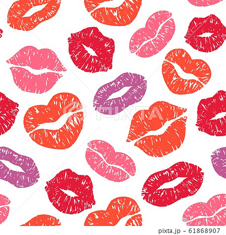 Lips Print Seamless Pattern Kiss Prints With のイラスト素材