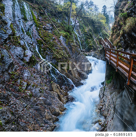 Mountain alpine autumn Wimbachklamm gorge and 61869165