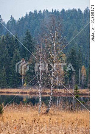 Mountain alpine autumn lake Schwarzsee, Kitzbuhel, Mountain alpine autumn lake Schwarzsee, Kitzbuhel, 61869171