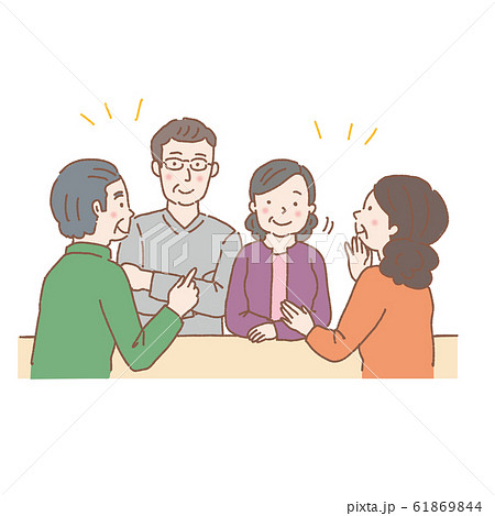 財産分与　相続　イラスト　話し合い　中高年夫婦 61869844