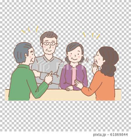 財産分与　相続　イラスト　話し合い　中高年夫婦 61869844