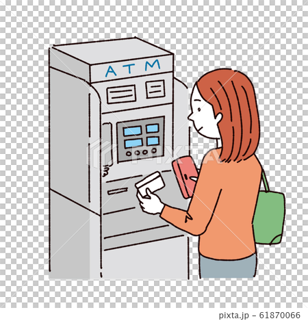 Atmを使う女性 イラスト キャッシュカード クレジットカードのイラスト素材 Atmを使う女性 イラスト キャッシュカード クレジットカードのイラスト素材
