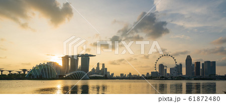 シンガポール中心地・夕景 パノラマ シンガポール中心地・夕景 パノラマ 61872480
