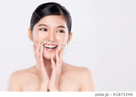 Portrait beautiful young asian woman clean fresh bare skin concept. Asian girl beauty face skincare 61873340