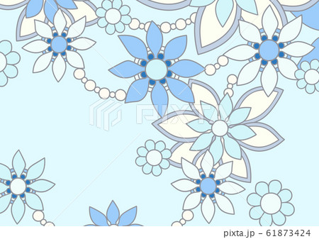 花モチーフの背景デザイン ブルー 横 のイラスト素材