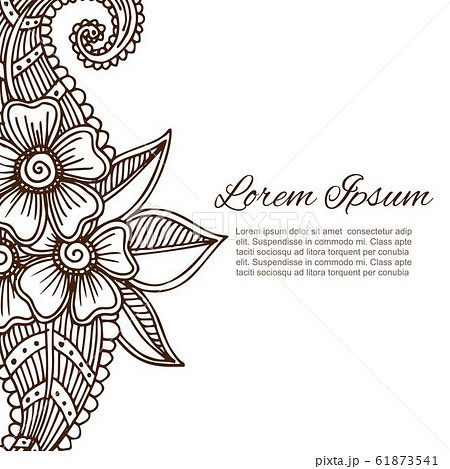 Luxury oriental floral ornament in indian mehndi style on white background, vector illustration. 61873541
