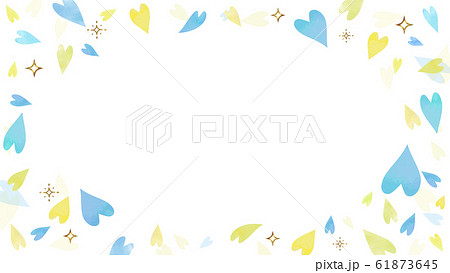 ブルーの水彩ハート柄 背景素材 横長 16 9 のイラスト素材