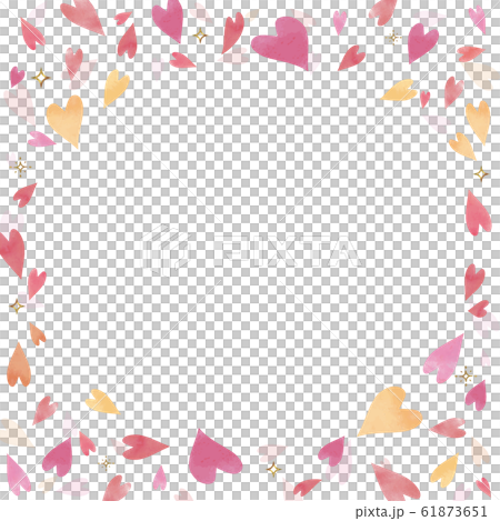 ピンクの水彩ハート柄 背景素材 正方形 のイラスト素材