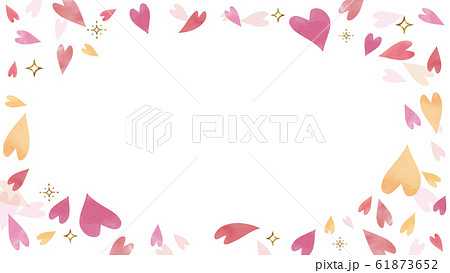 ピンクの水彩ハート柄 背景素材 横長 16 9 のイラスト素材