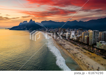 Beautiful panorama of Rio de Janeiro at twilight, Brazil. 61874290