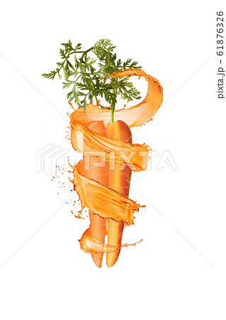 Cut natural organic carrot with splashes. Cut natural organic carrot with splashes. 61876326