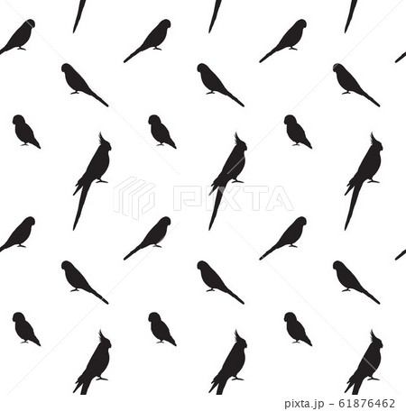 Vector Seamless Pattern Of Parrots Silhouetteのイラスト素材