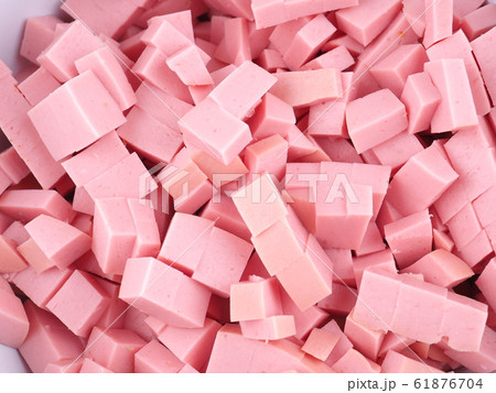 diced sausage in a bowl 61876704