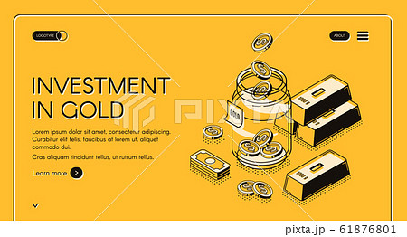 Investment in gold isometric landing page, banner Investment in gold isometric landing page, banner 61876801