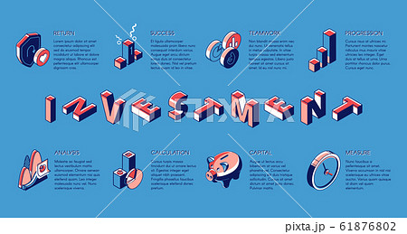 Investment isometric banner, invest fund service Investment isometric banner, invest fund service 61876802