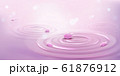 Circles on water and pink flower petals, waves 61876912