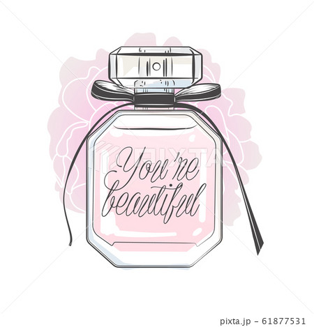 Set of cute cosmetics. Perfume bottle. Spray frangrance container. Abstract  feminine vector illustrations. Summer girly trendy simple icons. For  instagram post, business advertisement, flyer design. Stock Vector by  ©logaryphmic 483539836