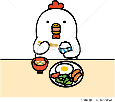 朝食を食べるニワトリ 61877858