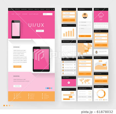 Website template design with interface elements Website template design with interface elements 61878032