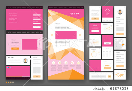 Website template design with interface elements 61878033