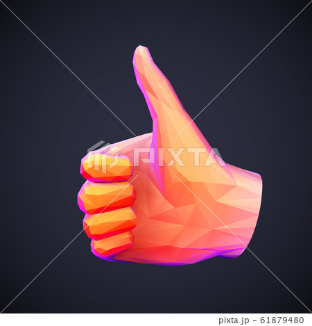 Concept of social network and media: low poly human hand with thumb up gesture. Concept of social network and media: low poly human hand with thumb up gesture. 61879480