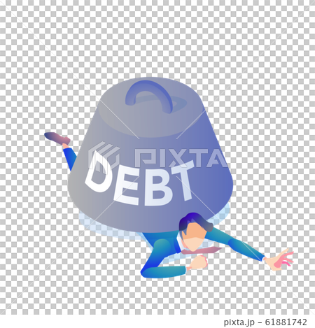 債務に押しつぶされる男性 61881742