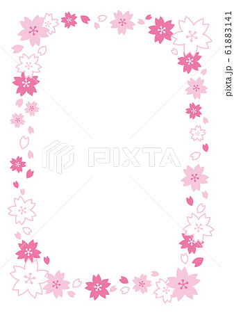 可愛い桜の花のデコレーションフレームのイラスト素材