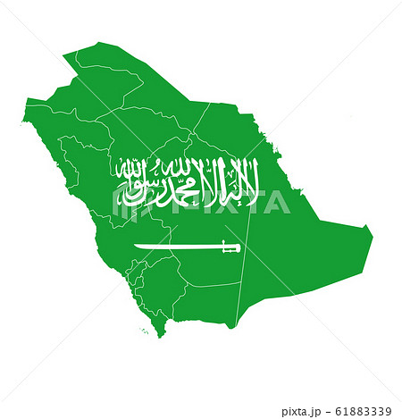 サウジアラビア 国旗 地図 アイコンのイラスト素材 6139