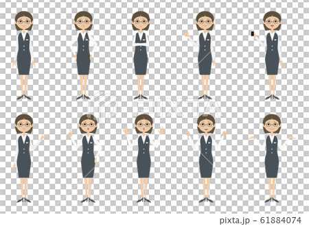 銀行員女性　ポーズ 61884074